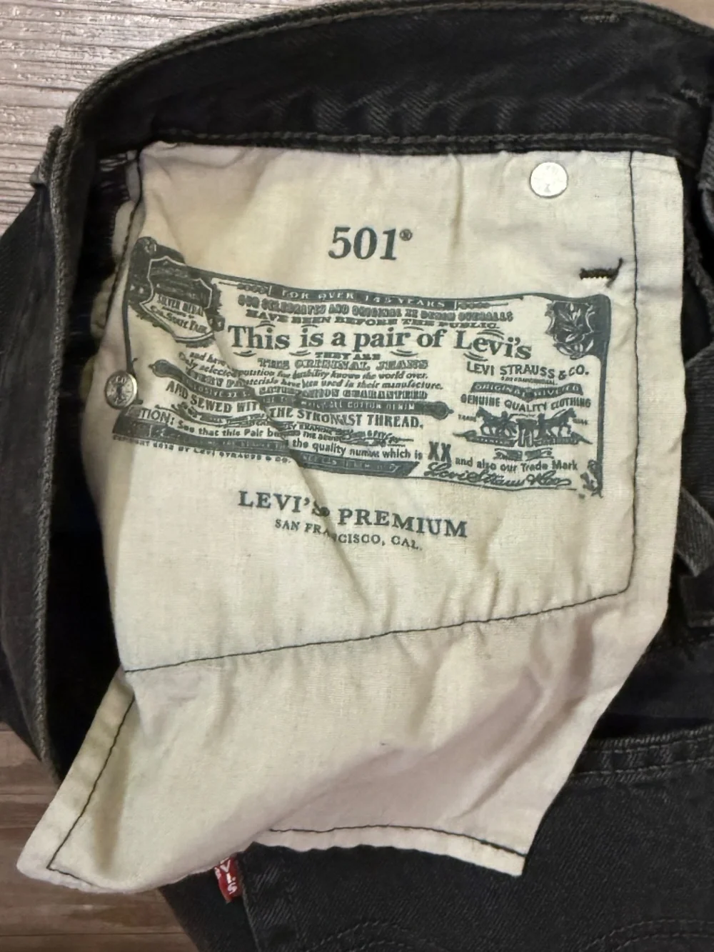 NWT Levi's Premium 501 Mid-Thigh Shorts Lunar Black Big E Sz 24 $70